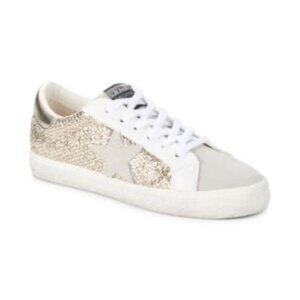 Vintage Havana April Glitter Suede Casual Low-Top Sneakers White/Gold Size 8